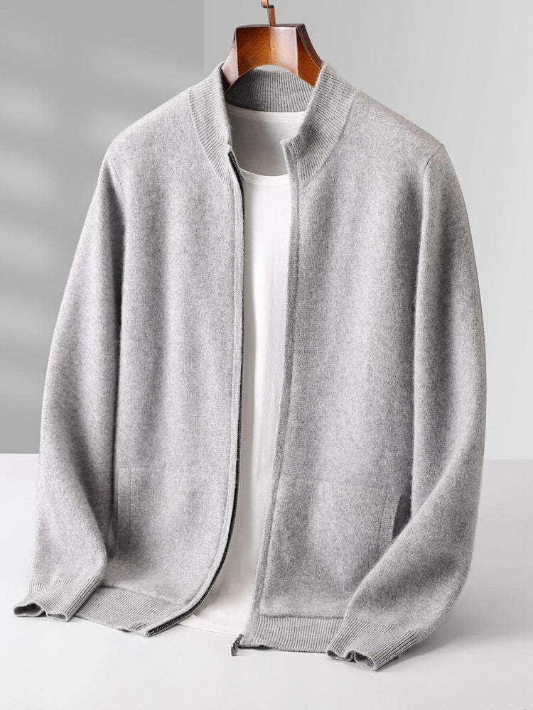 Men's Pure Extra-Fine Merino Wool Full Zip Cardigan-thumbmail-11