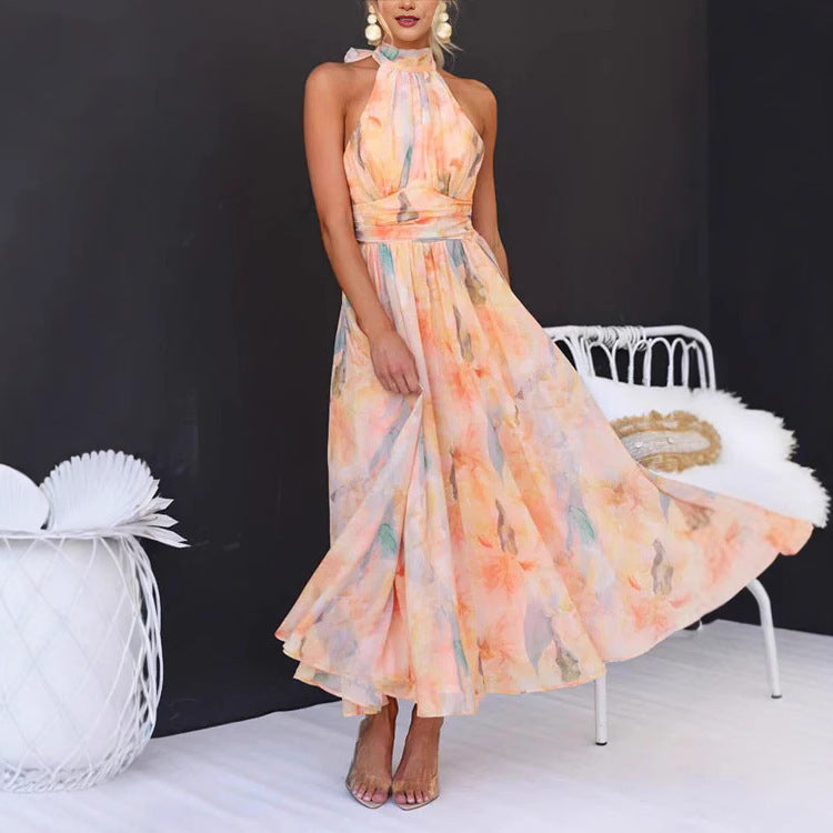 Tie-Neck Printed Chiffon Maxi Dress-thumbmail-5