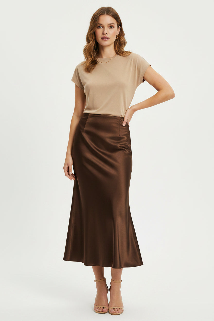 High-Waisted Satin Mermaid Maxi Skirt