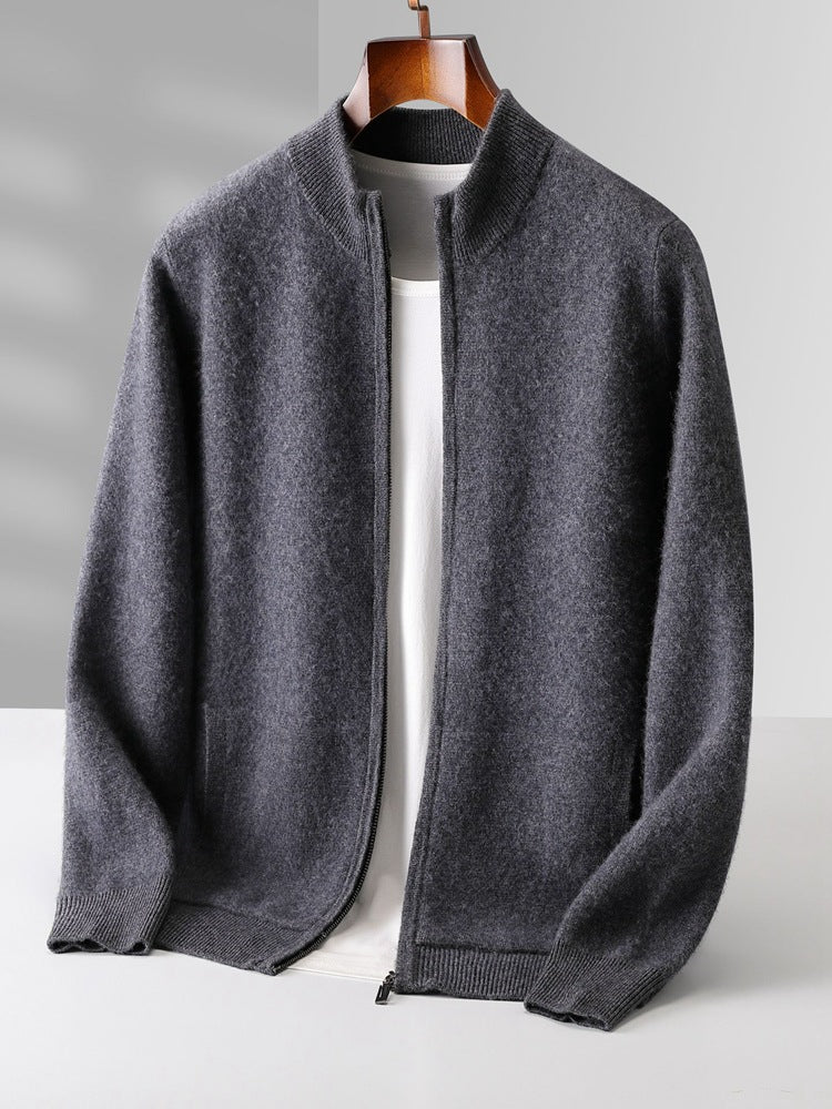 Men's Pure Extra-Fine Merino Wool Full Zip Cardigan-thumbmail-8