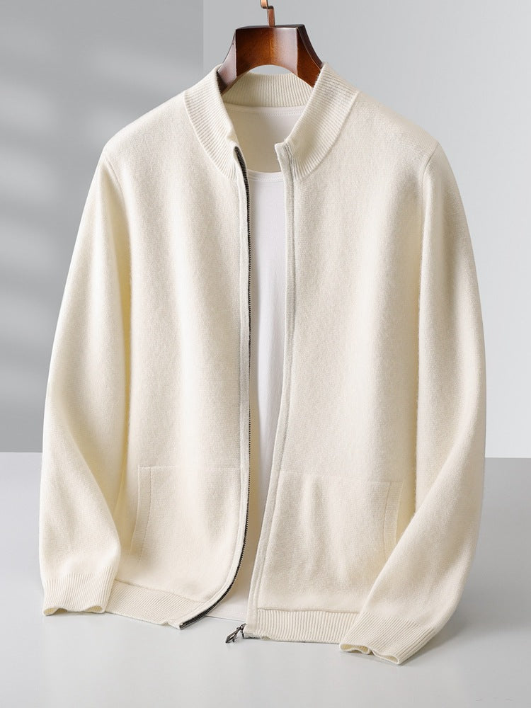 Men's Pure Extra-Fine Merino Wool Full Zip Cardigan-thumbmail-2