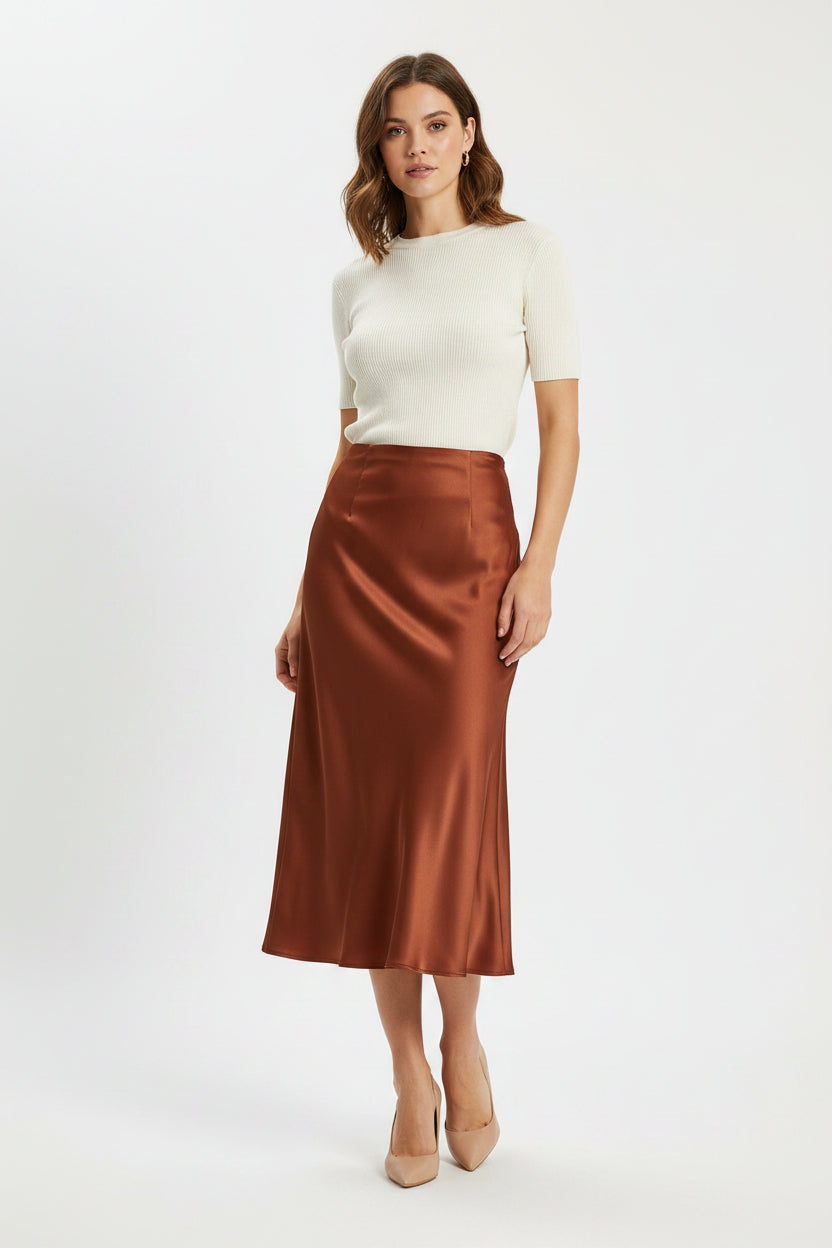 High-Waisted Satin Mermaid Maxi Skirt