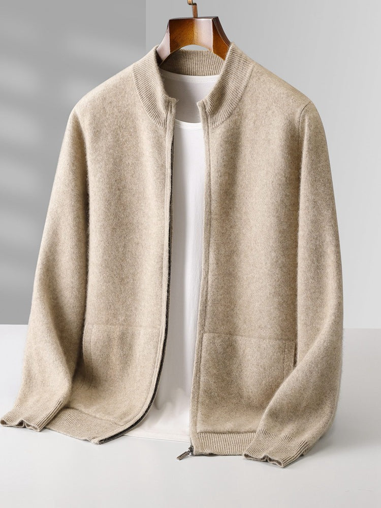 Men's Pure Extra-Fine Merino Wool Full Zip Cardigan-thumbmail-4