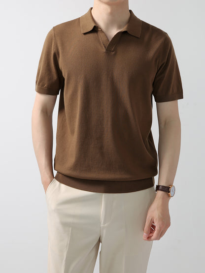 Buttonless Knitted Polo