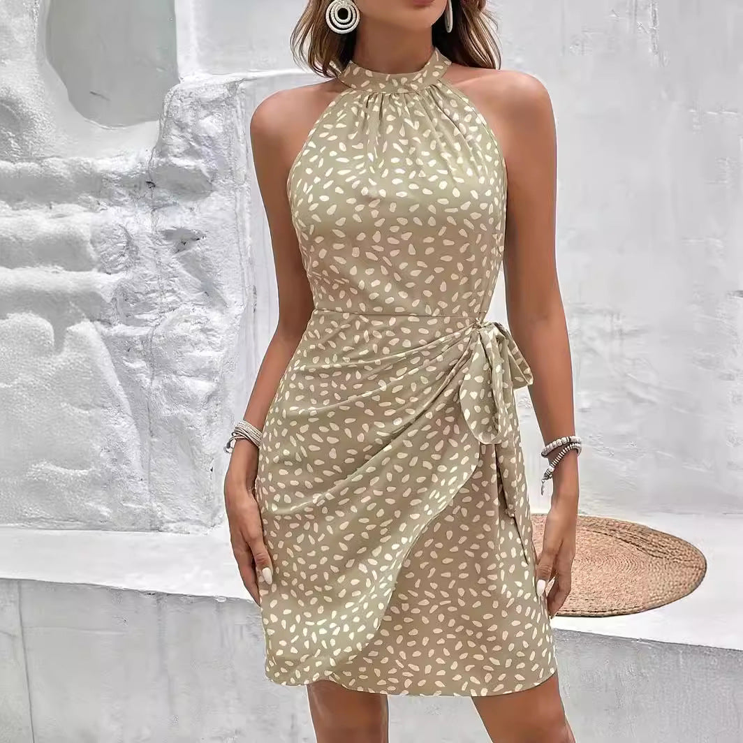 Tie-Waist Halter Wrap Mini Dress-thumbmail-11