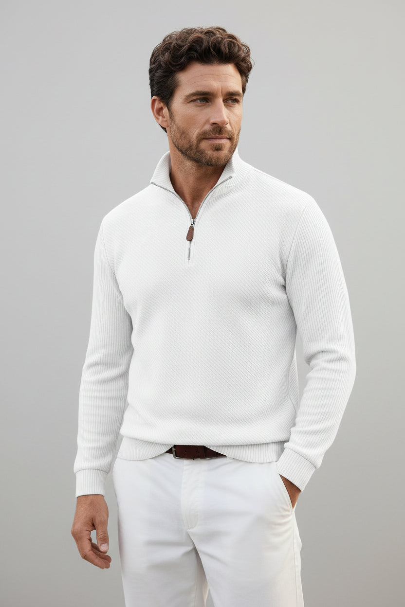 Men's Ribbed Jacquard Quarter-Zip Sweatshirt-thumbmail-1