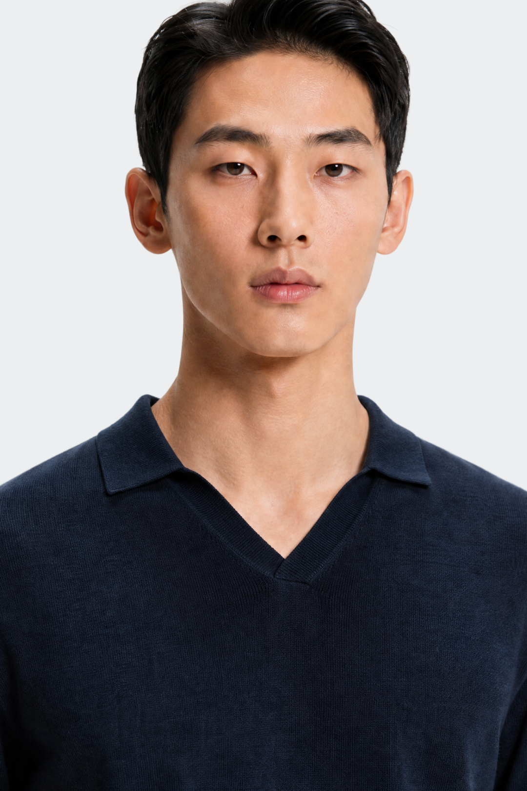 Open Collar Cotton Knit Polo-thumbmail-11
