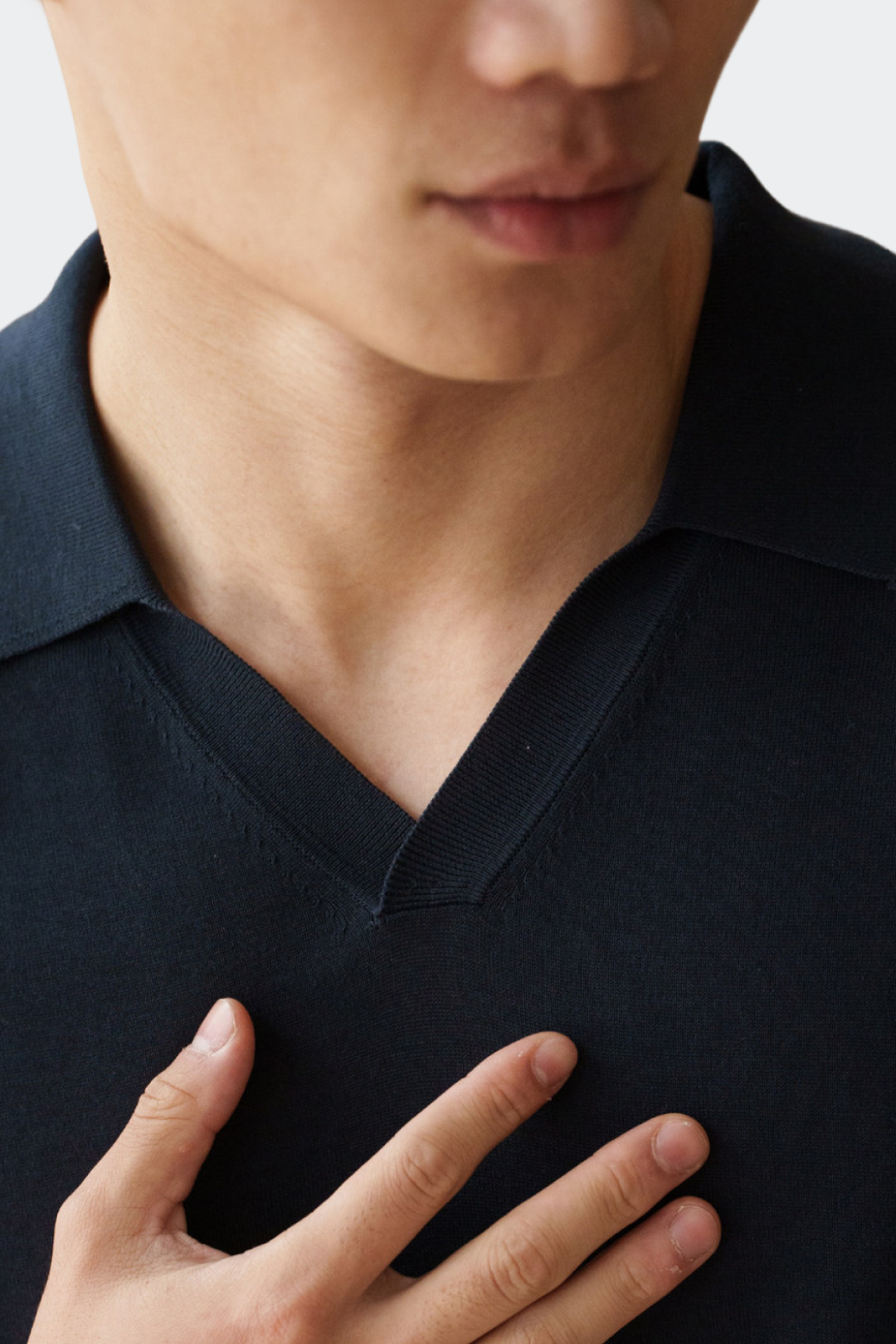Open Collar Cotton Knit Polo-thumbmail-10
