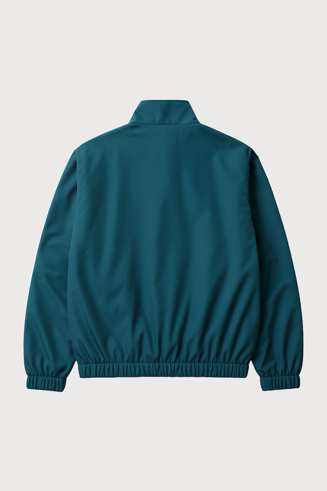 Teal jacket on a light gray background