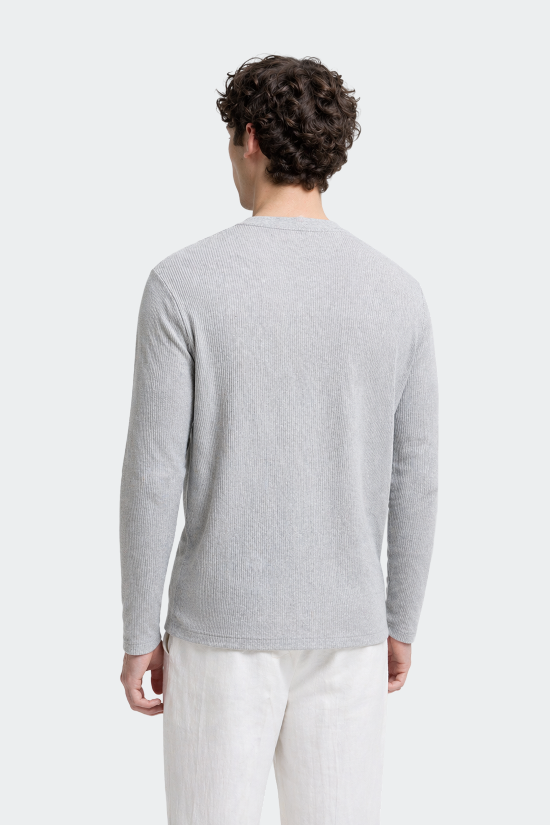 Ribbed Long Sleeve Henley Shirt-6