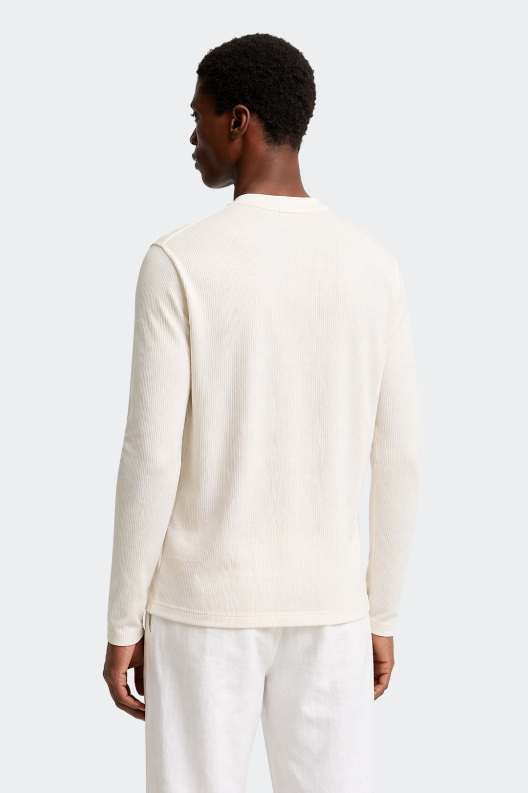 Ribbed Long Sleeve Henley Shirt-4