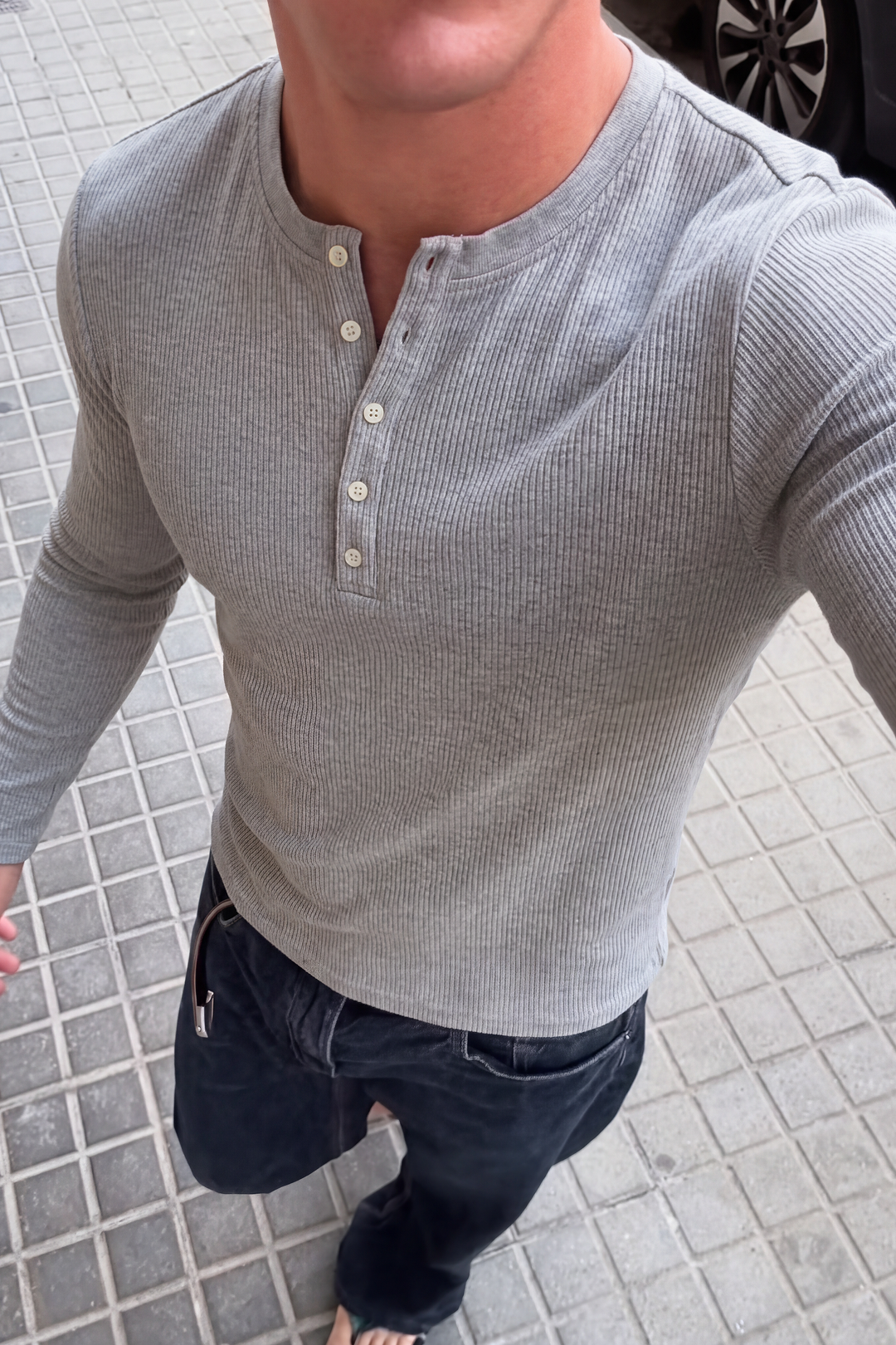 Ribbed Long Sleeve Henley Shirt-thumbmail-13
