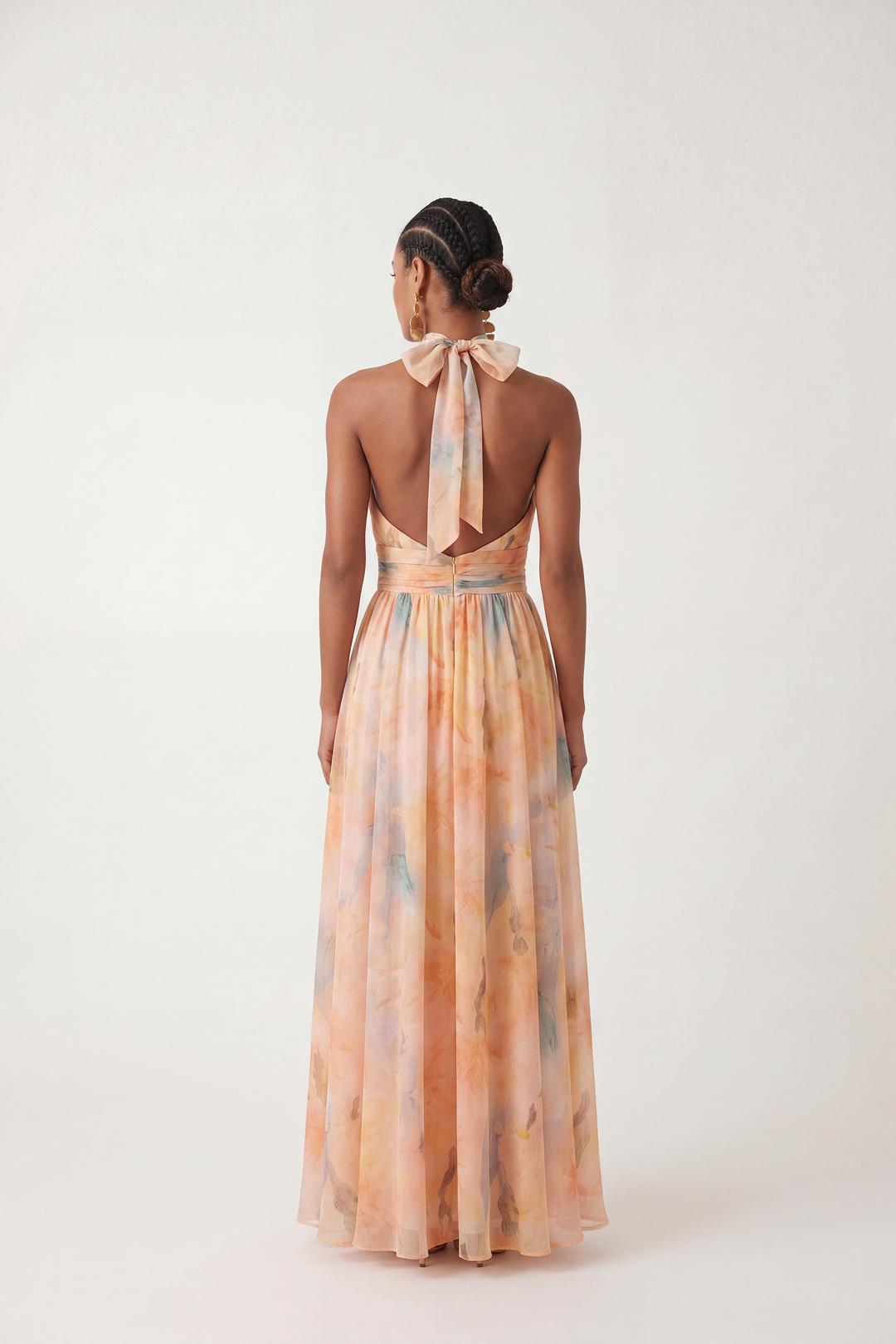 Tie-Neck Printed Chiffon Maxi Dress-thumbmail-3