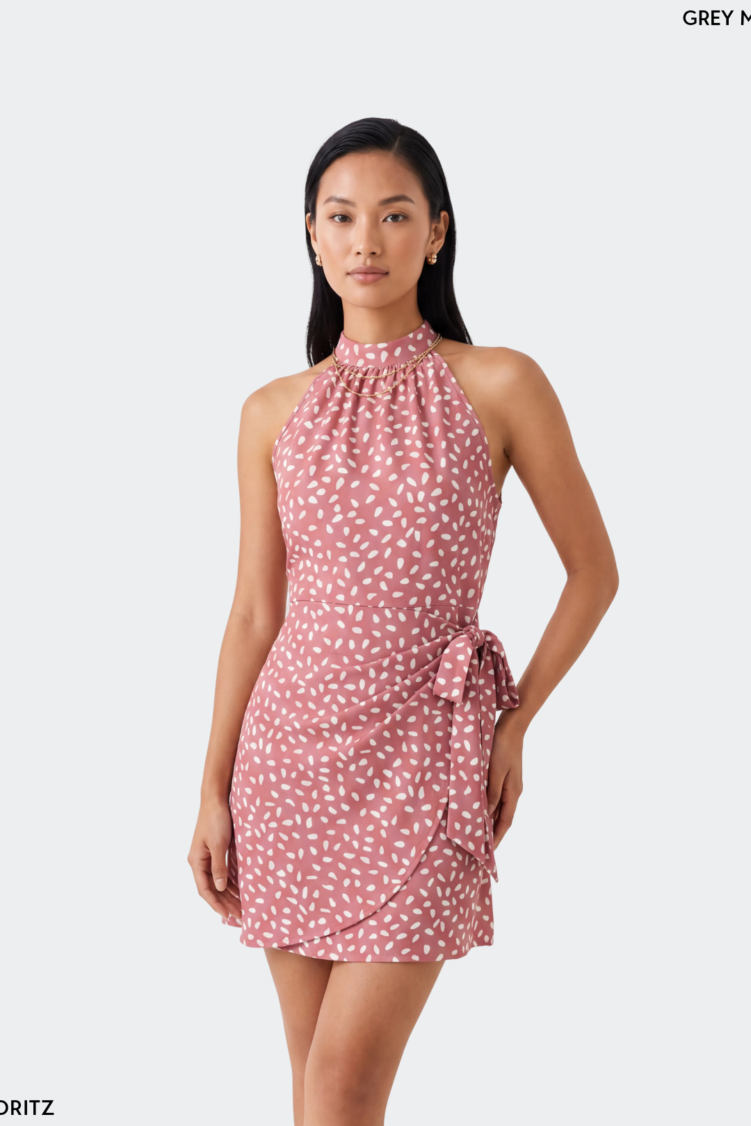 Tie-Waist Halter Wrap Mini Dress