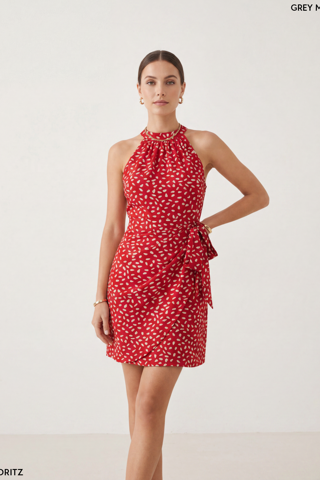 Tie-Waist Halter Wrap Mini Dress