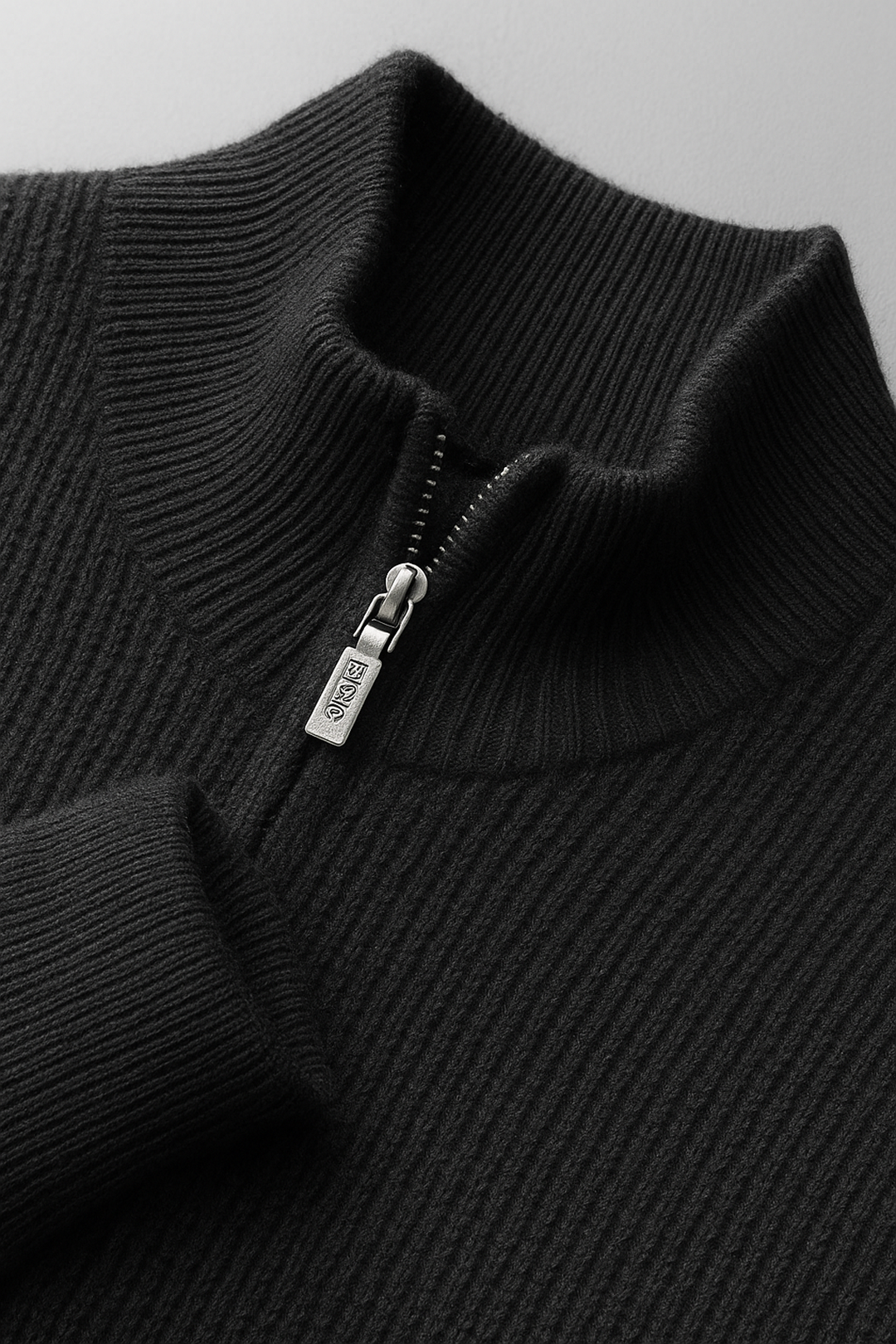 Ribbed Merino Wool Zip Cardigan