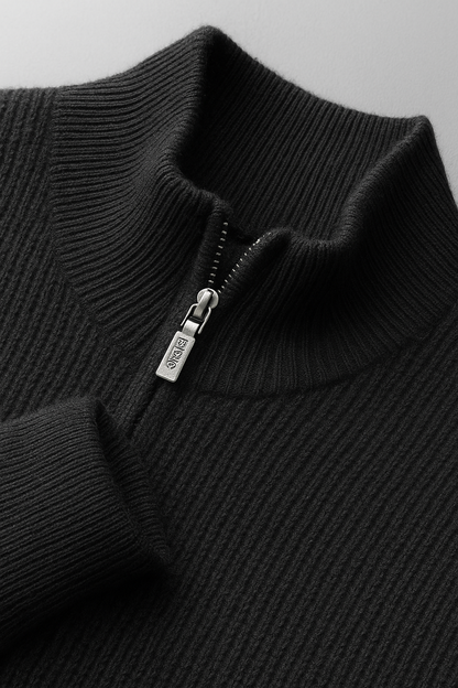 Ribbed Merino Wool Zip Cardigan