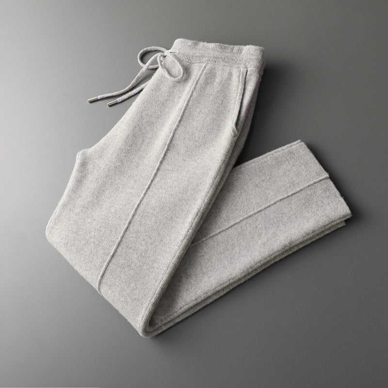 Men's Pure Extra-Fine Merino Wool Leisure Trousers-thumbmail-3