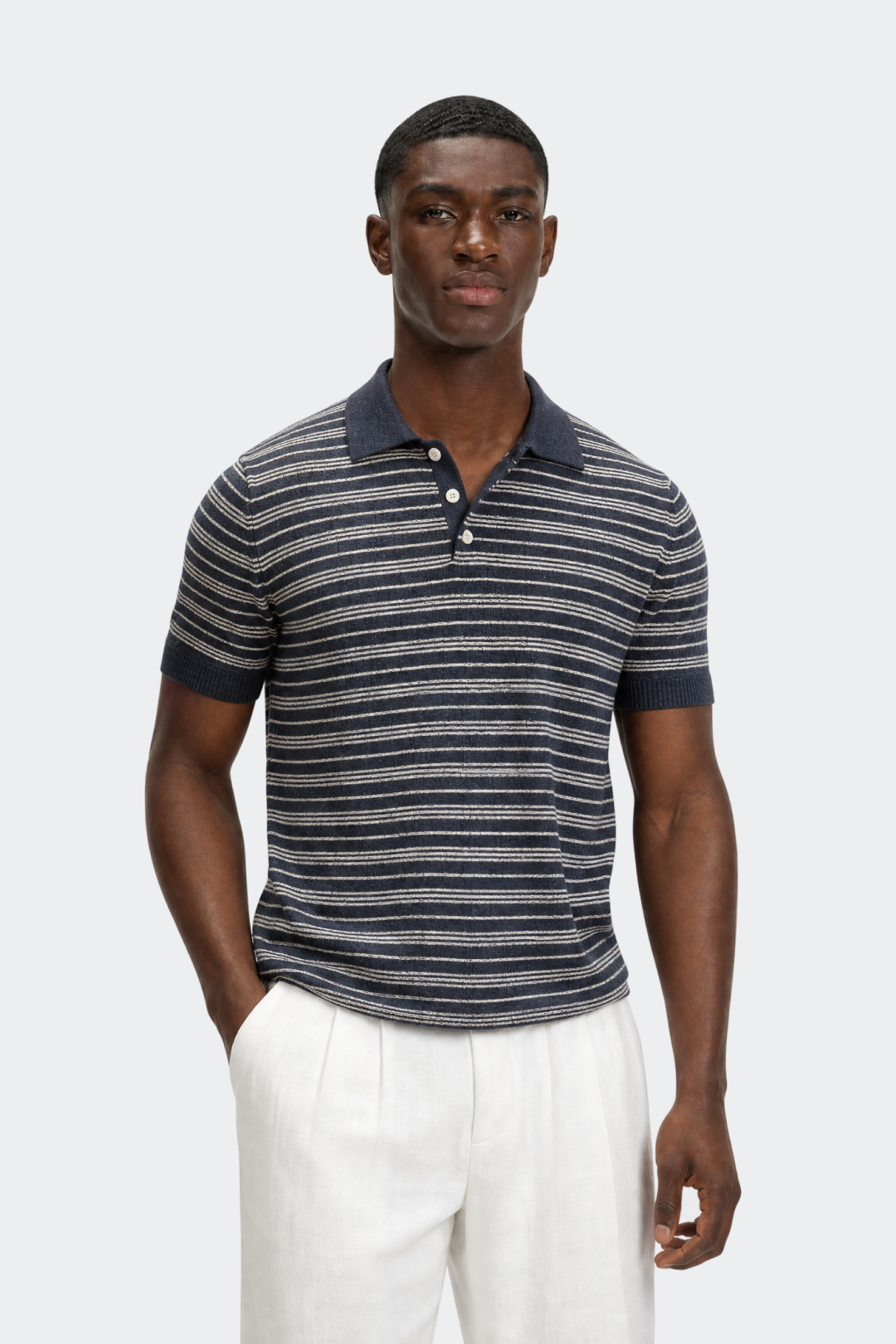 Striped Knit Polo