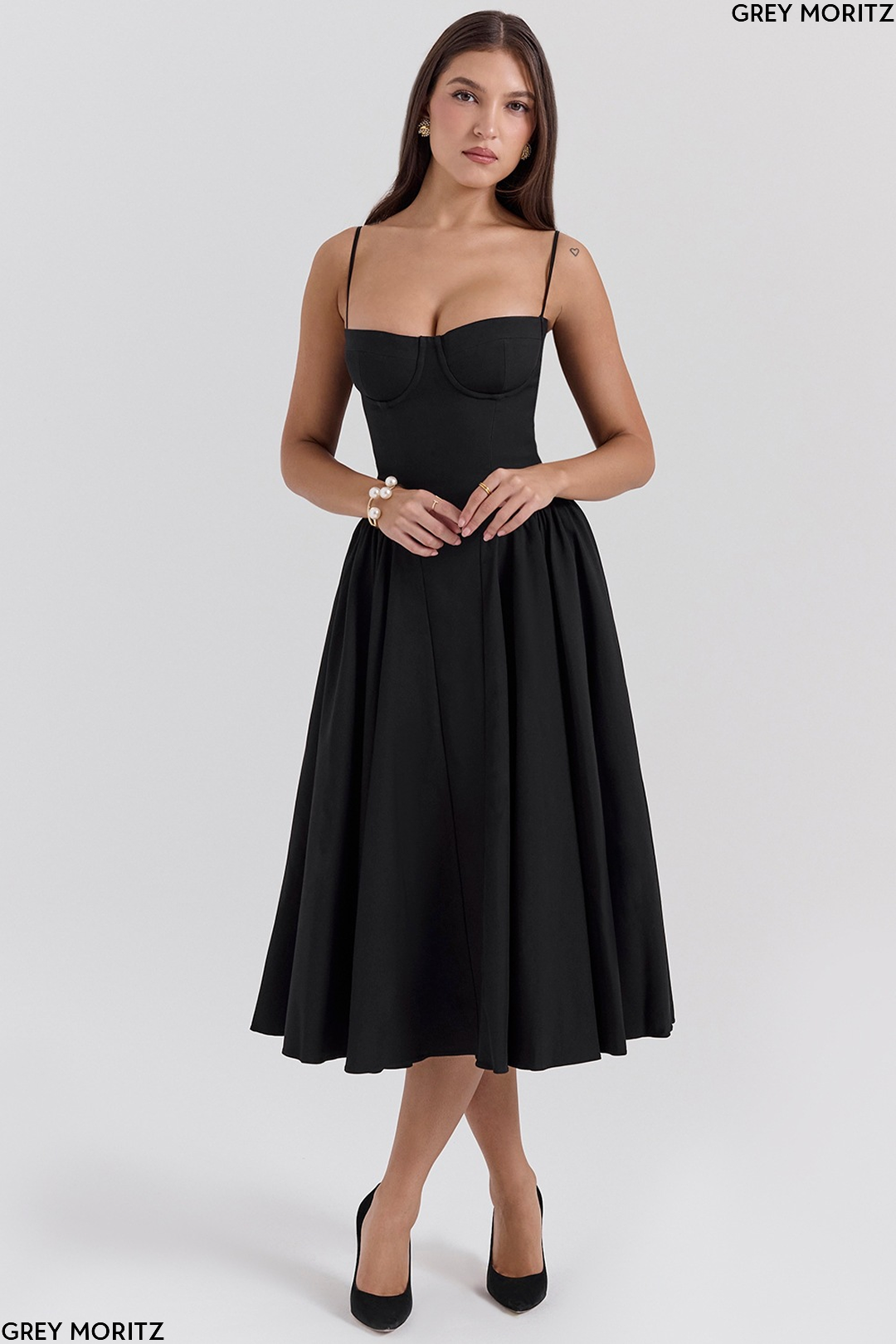 Women's Floral Corset Sweetheart Midi Dress Wedding Guest-thumbmail-7