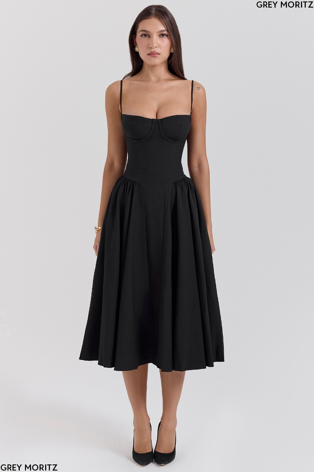 Women's Floral Corset Sweetheart Midi Dress Wedding Guest-thumbmail-9