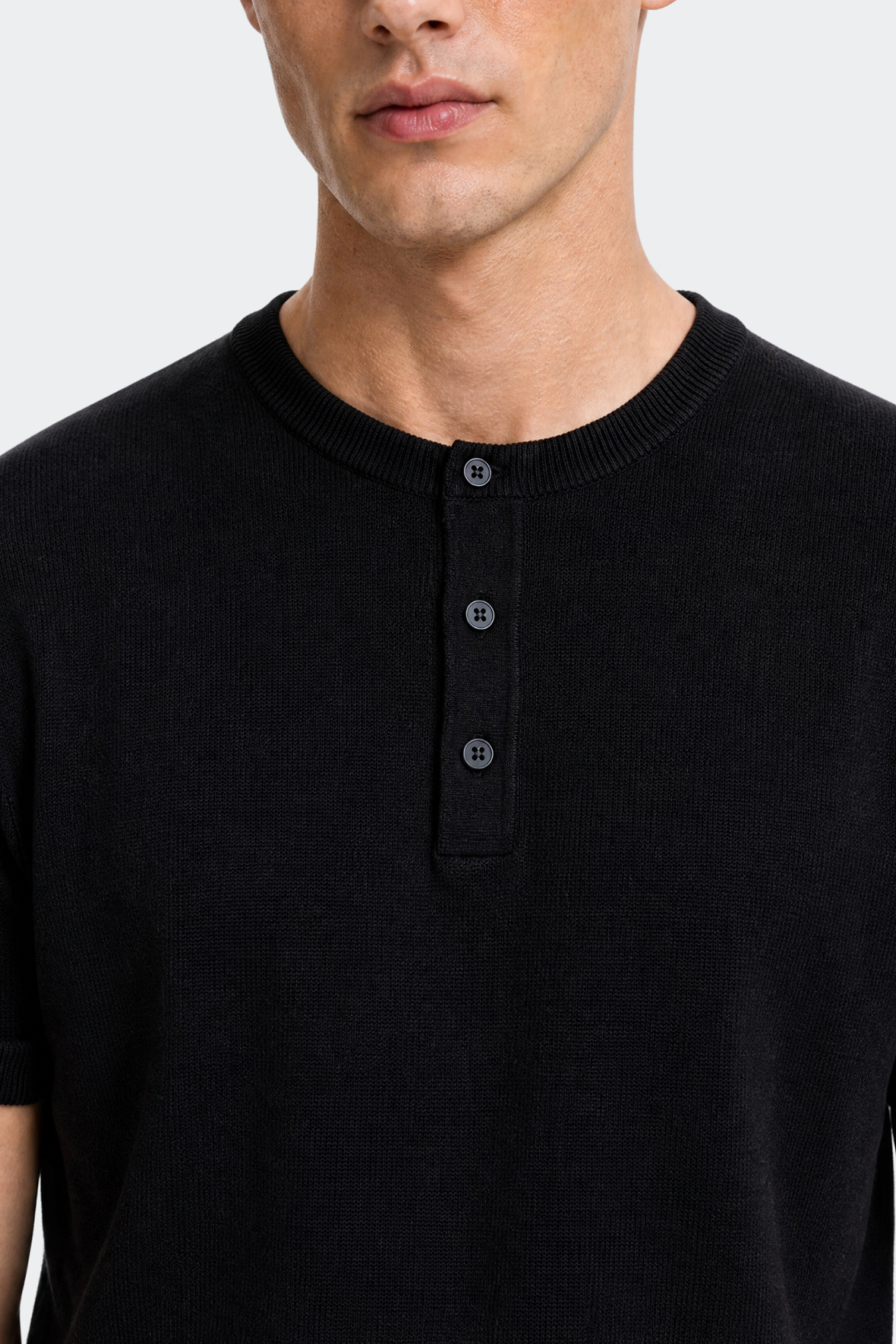 Knit Short Sleeve Henley T-Shirt-thumbmail-2
