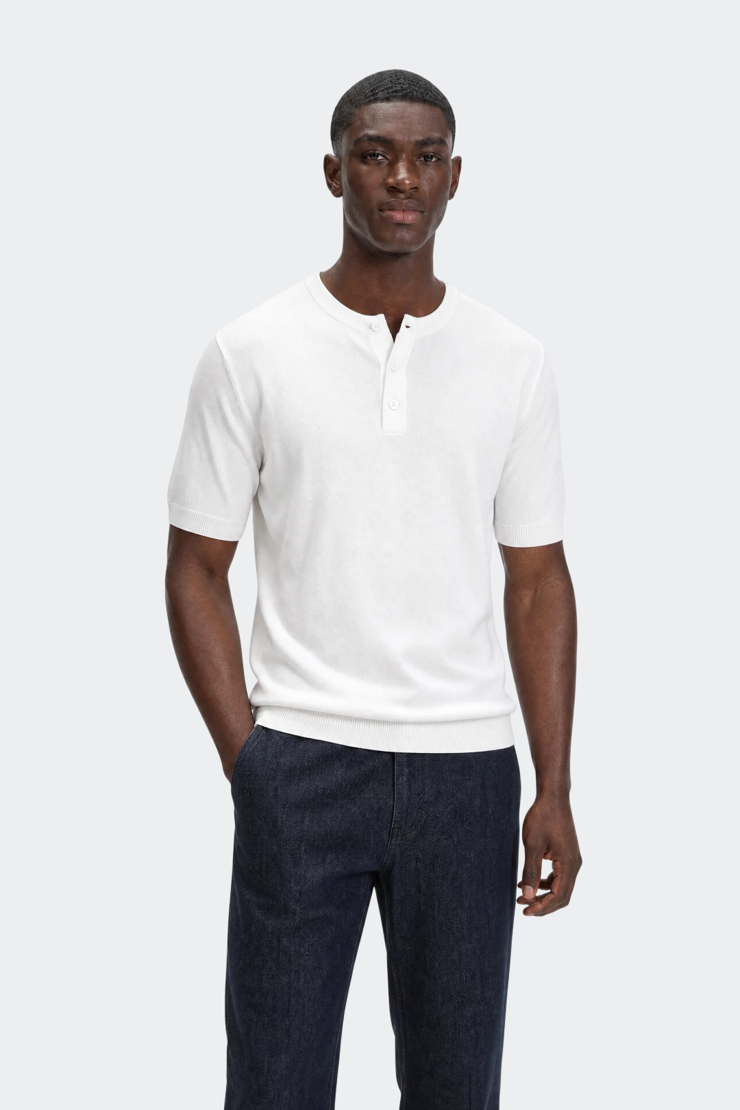 Knit Short Sleeve Henley T-Shirt