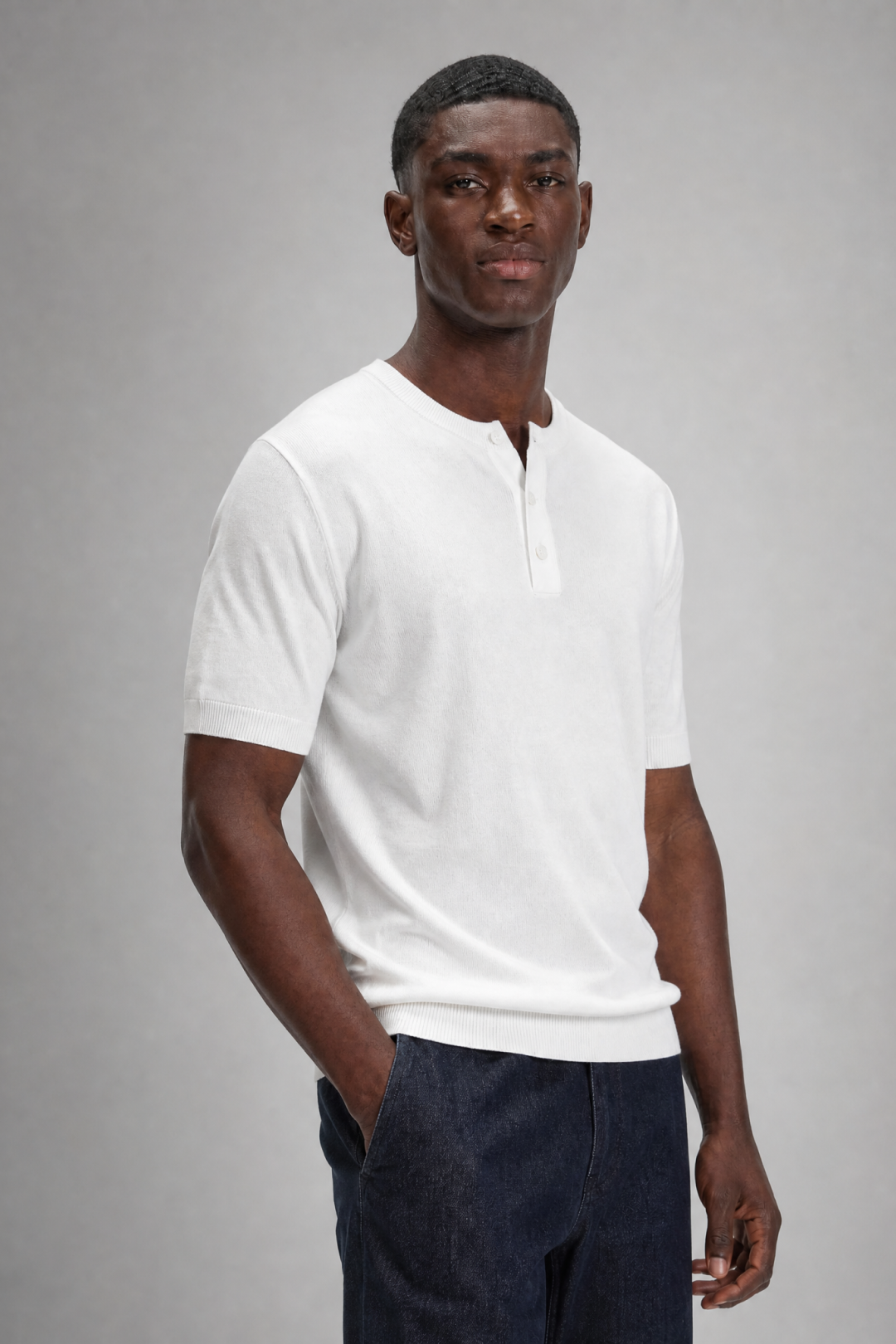 Knit Short Sleeve Henley T-Shirt-thumbmail-7