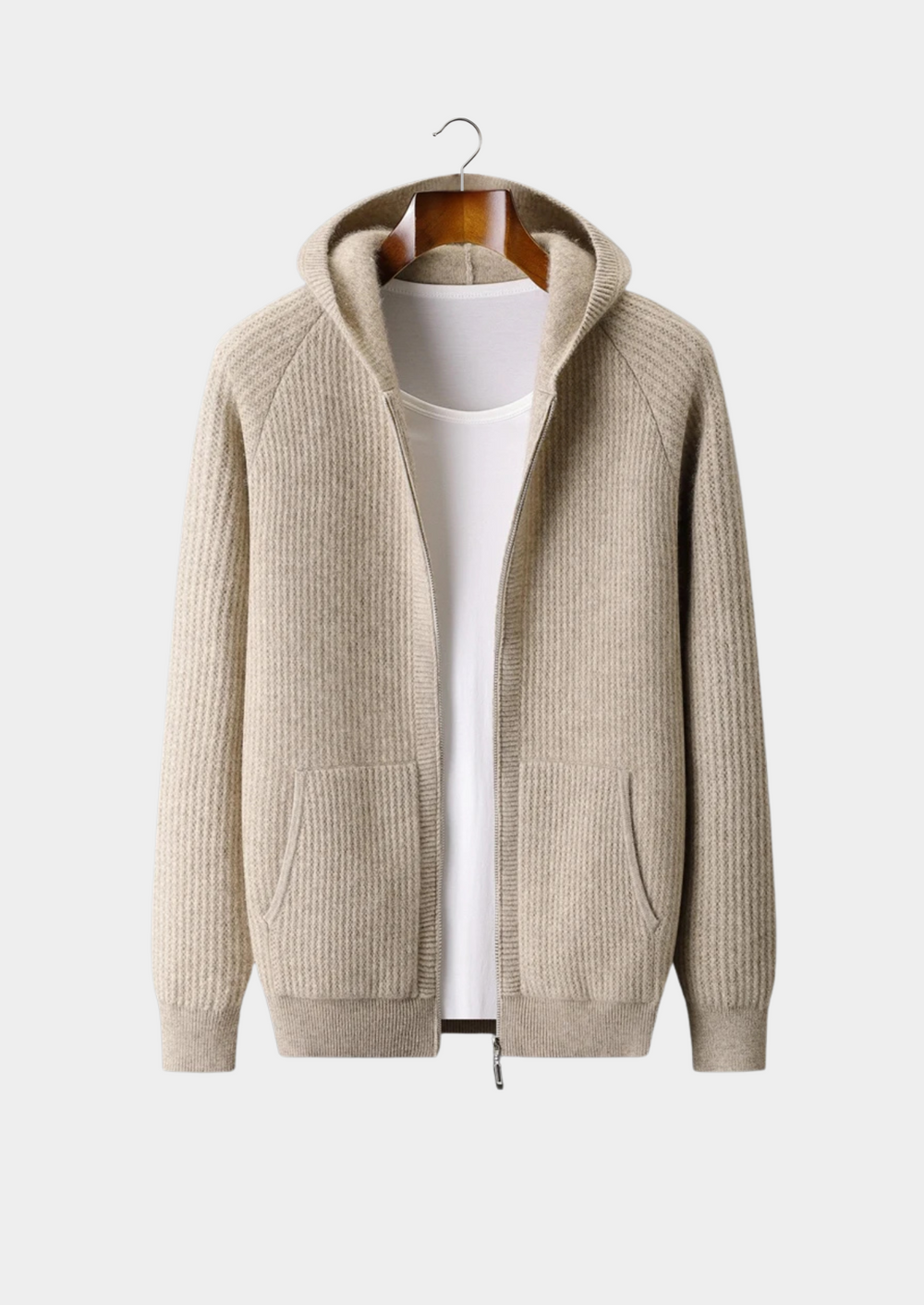 Hooded Full Zip Wool Cardigan-thumbmail-3