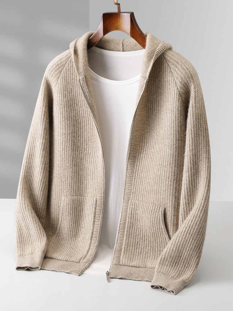 Hooded Full Zip Wool Cardigan-thumbmail-4