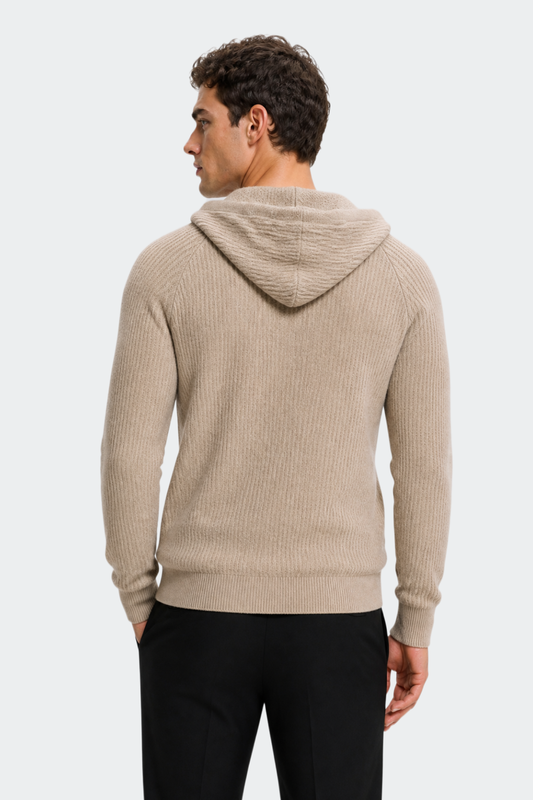 Hooded Full Zip Wool Cardigan-thumbmail-2