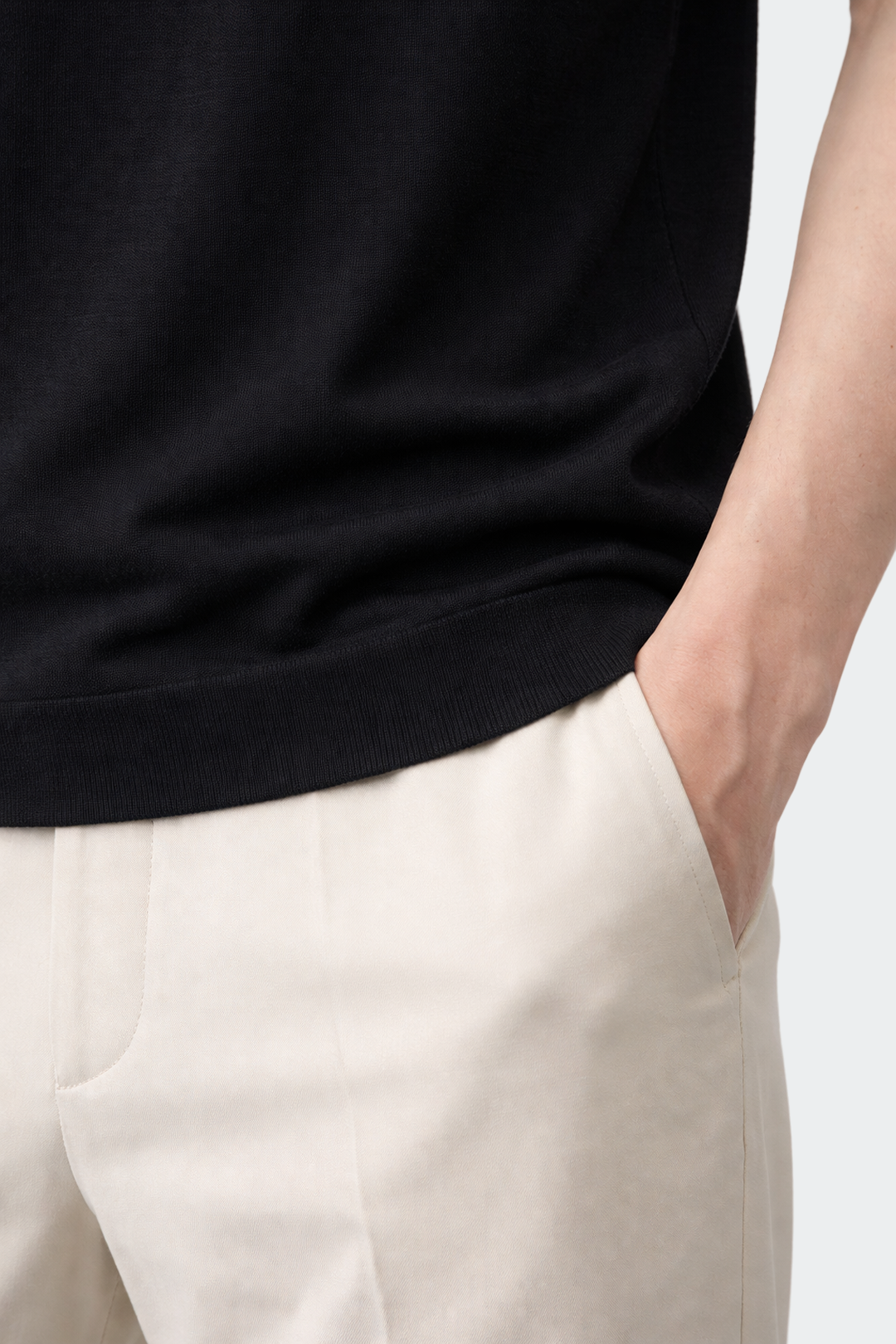 Open Collar Merino Wool Polo Shirt-4