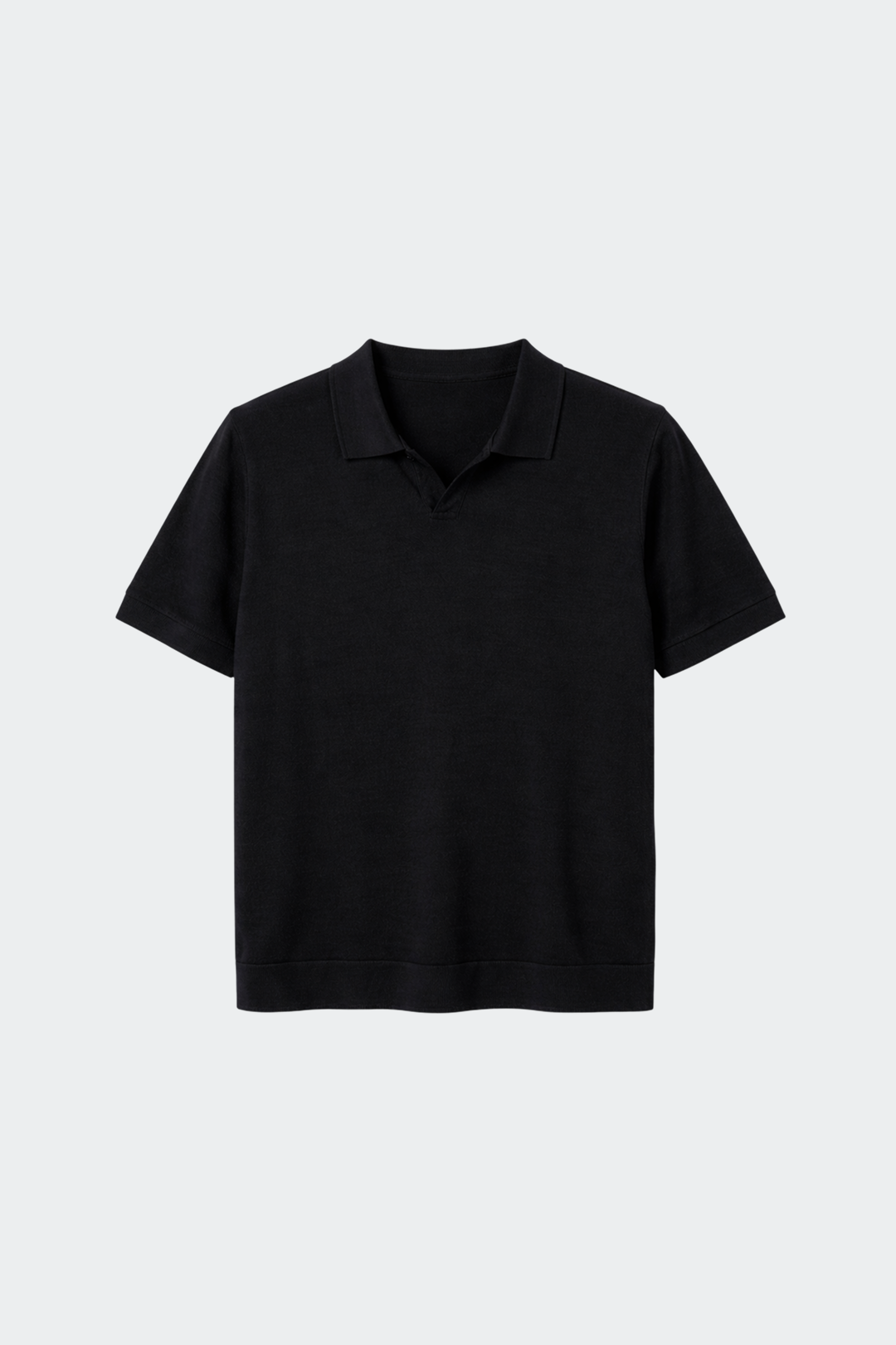 Open Collar Merino Wool Polo Shirt-5