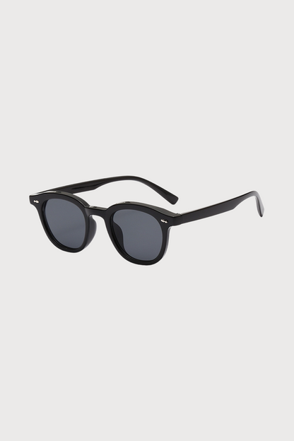Black Polarized Round-Frame Sunglasses
