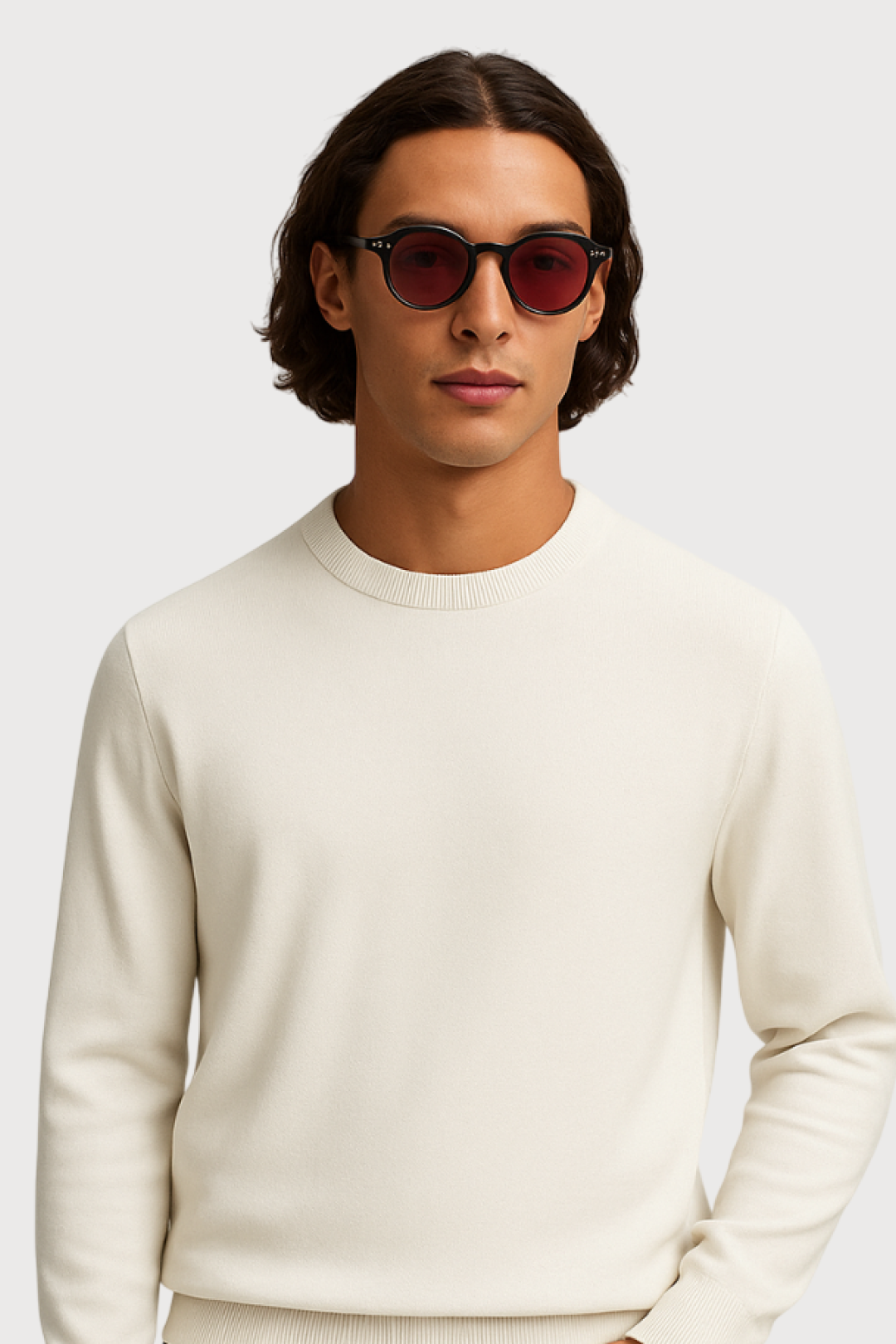 Black Polarized Round-Frame Sunglasses