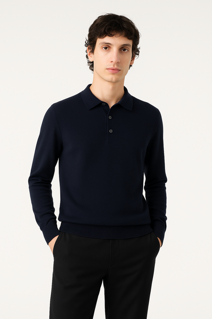 Wool Long-Sleeve Polo