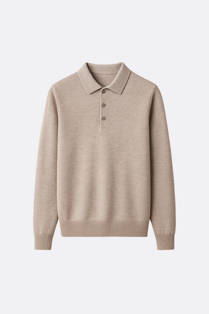 Wool Long-Sleeve Polo