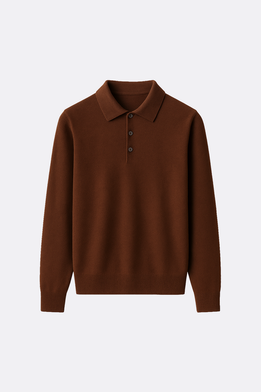 Wool Long-Sleeve Polo