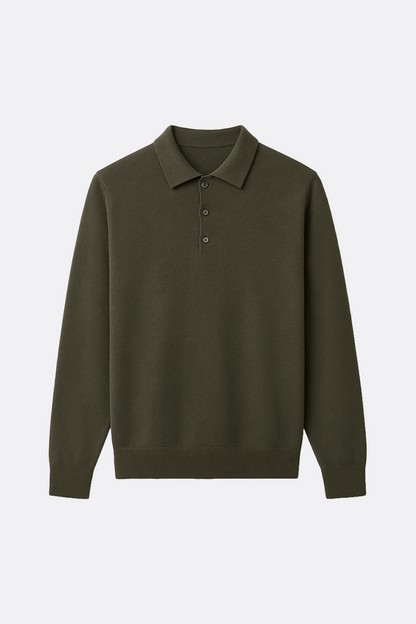 Wool Long-Sleeve Polo