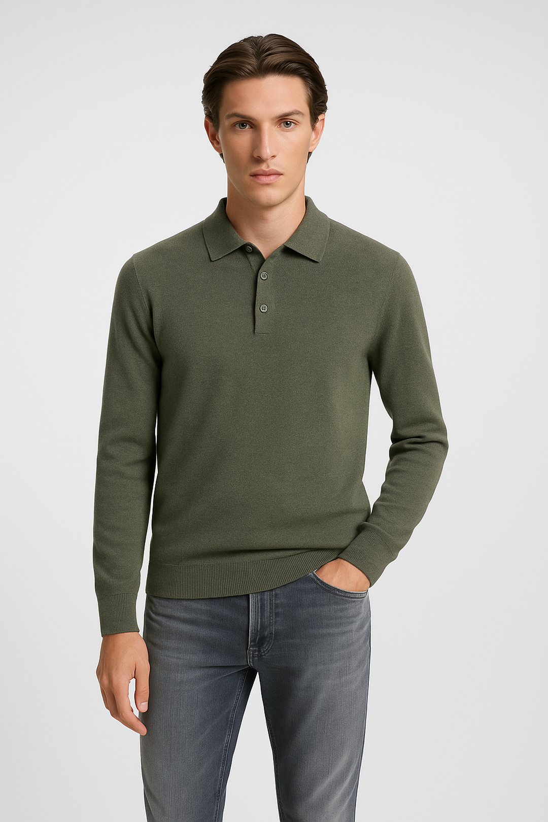 Wool Long-Sleeve Polo