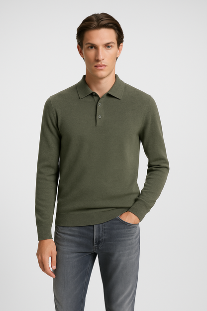 Wool Long-Sleeve Polo