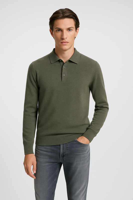 Wool Long-Sleeve Polo