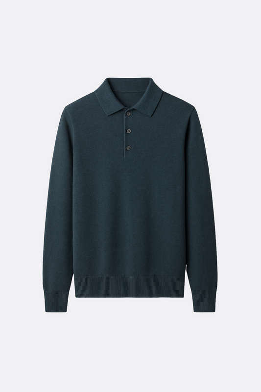 Wool Long-Sleeve Polo